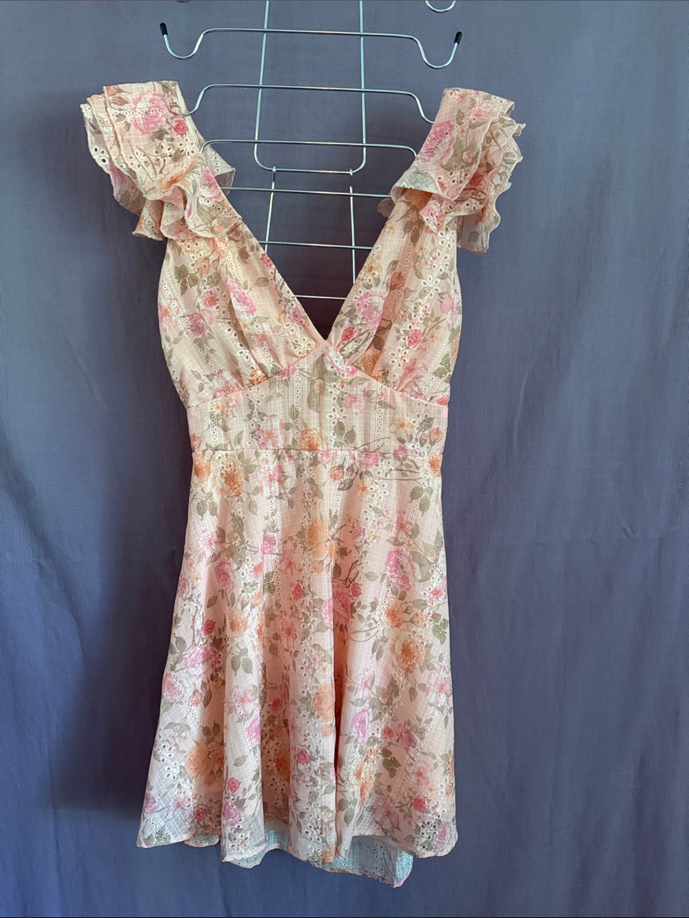 Altar'd State Floral Mini Dress Small Ruffle Straps Lined